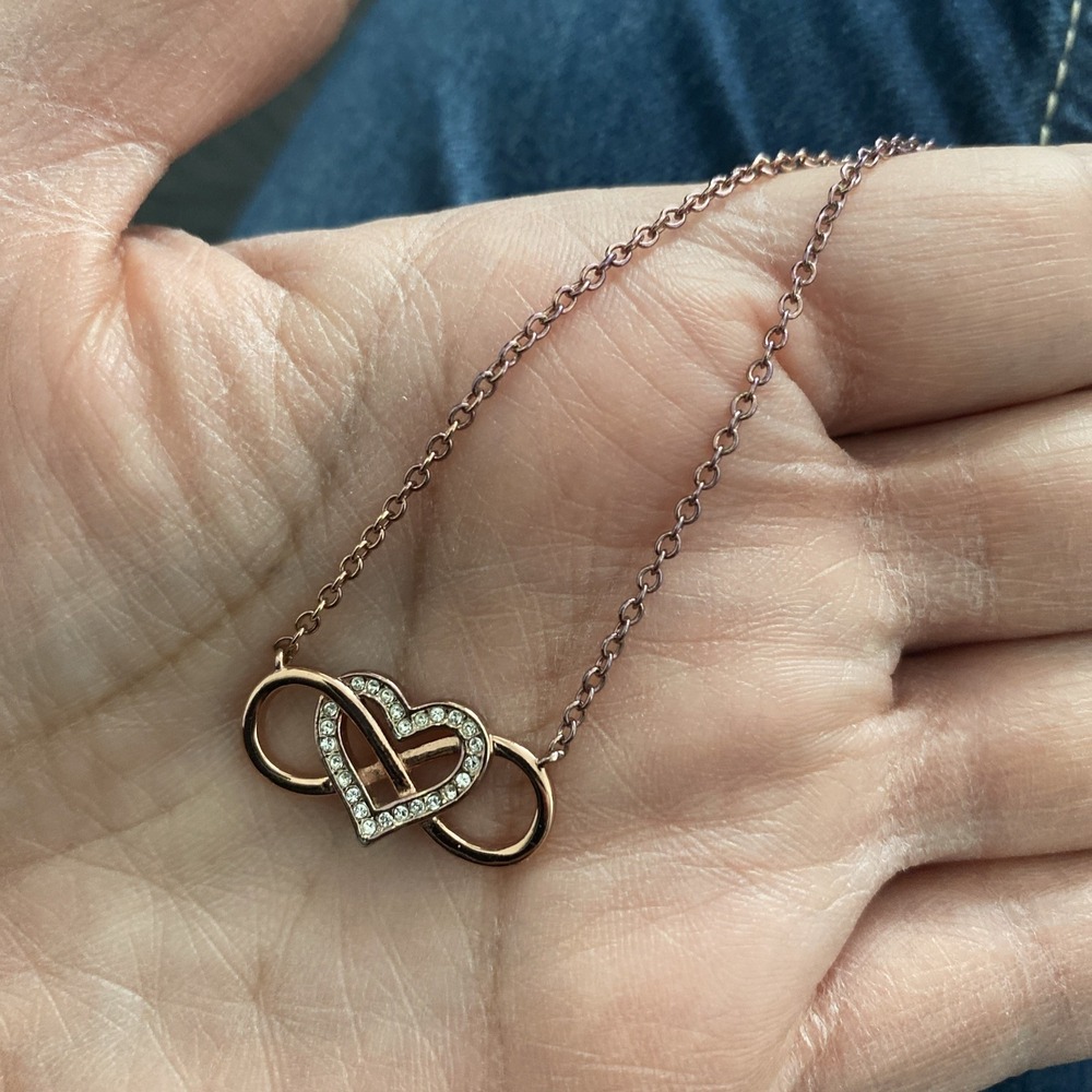 LA CN Signed Rosegold Infinity Necklace‎ Jewelry Heart Pendant Necklace